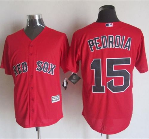 Red Sox #15 Dustin Pedroia Red New Cool Base Stitched MLB Jersey - Click Image to Close